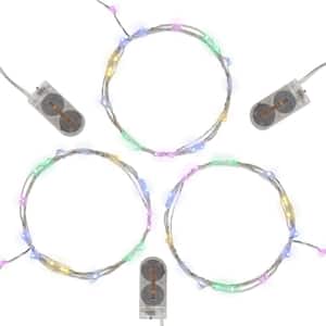 Feit Electric 100-Light 30 ft. USB or Battery Operated Mini LED Indoor  Silver Wire Red/Green/Blue Fairy String Light w/Remote (6-Pack) FY30-100/USB/RGBSLV6  - The Home Depot