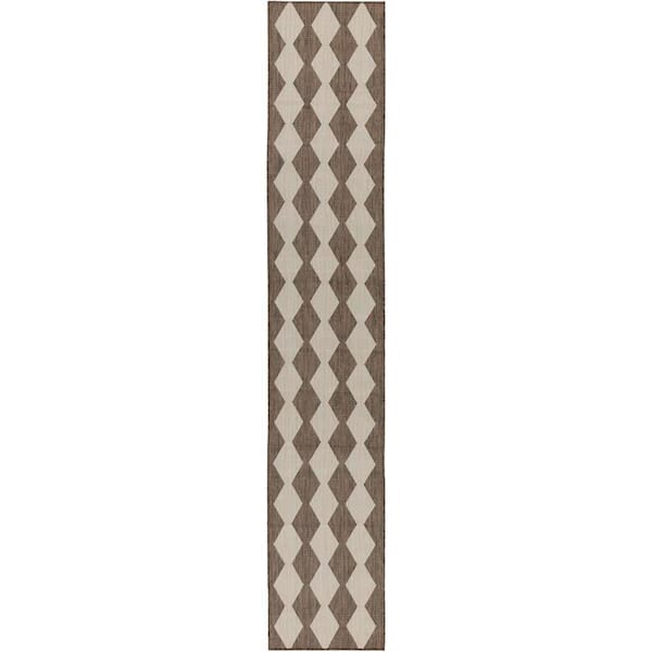 Positano Natural 2 ft. x 12 ft. Diamond Contemporary Runner Area Rug