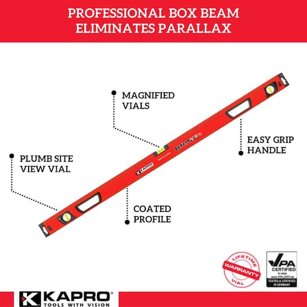 36 in. Vulcan Box Level with Magnified Vials and Plumb Site