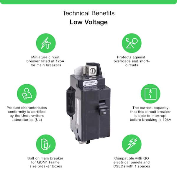 QO 125 Amp 22k AIR QOM1 Frame Size Main Circuit Breaker for QO or Homeline Load Centers