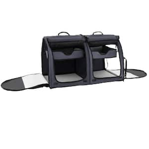 Double Compartment Pet Carrier with 2 Removable Hammocks