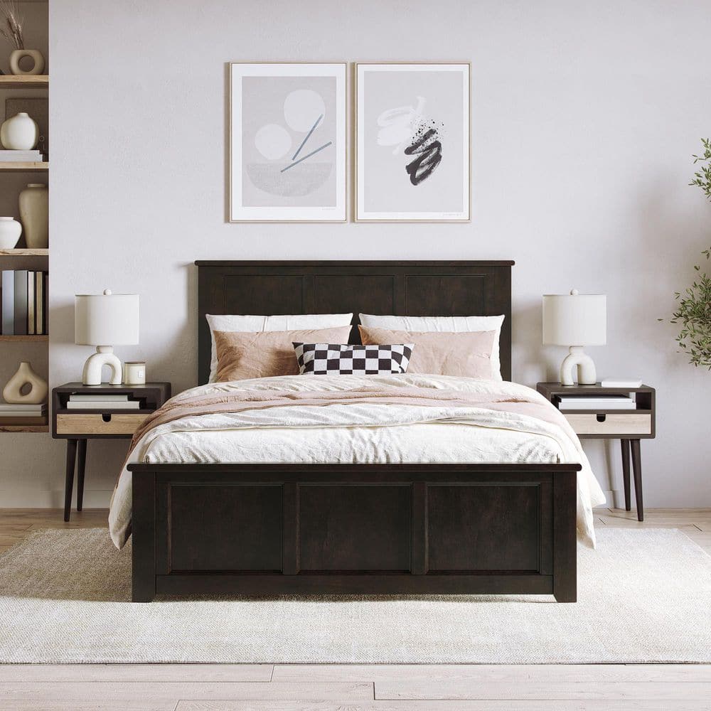 Charlotte Espresso Full Solid Wood Platform Bed with Headboard