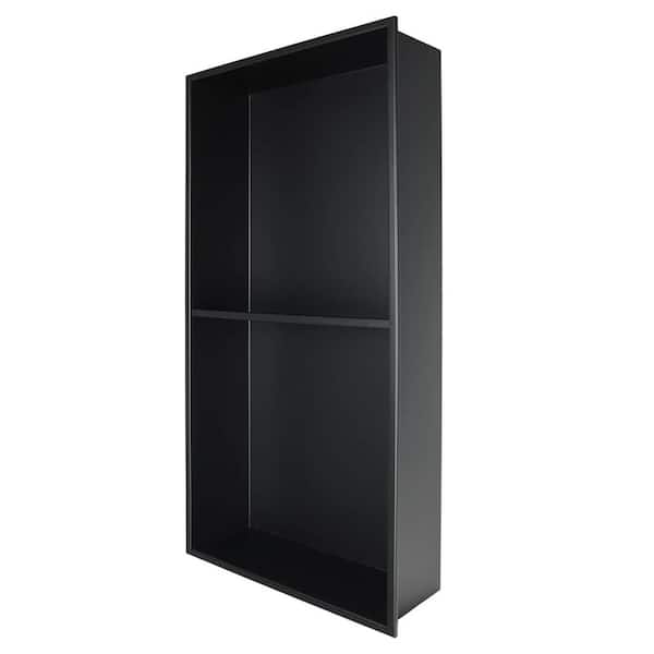 12 in. W x 24 in. H x 4 in. D 18-Gauge Bathroom Shower Niche Standard Single Niche in Matte Black