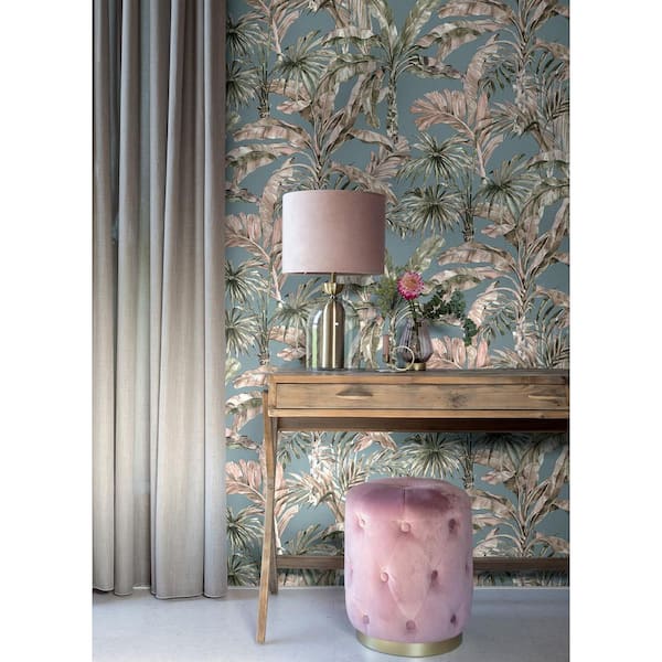 Calle Light Blue Tropical Textured Non-Pasted Non-Woven Wallpaper Sample