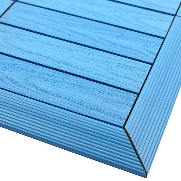 NewTechWood 1/6 ft. x 1 ft. Quick Deck Composite Deck Tile Outside Corner Fascia in Caribbean Blue (2-Pieces/Box)