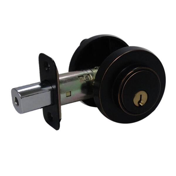 Faultless Single Cylinder Aged Bronze Round Contemporary Deadbolt