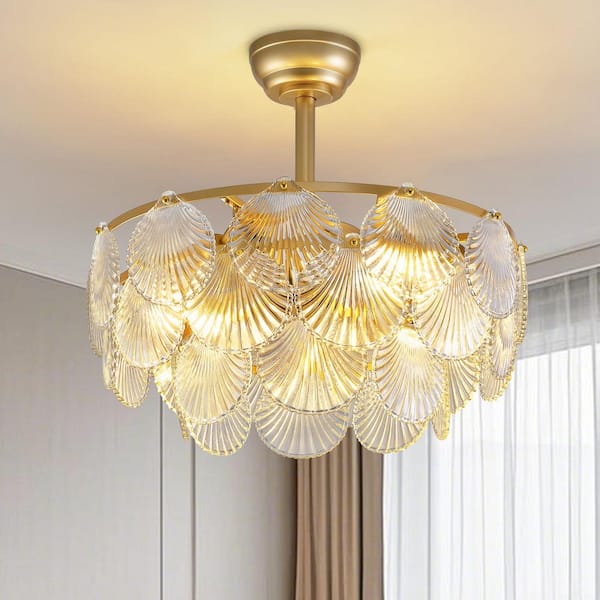 22 in. 4-Light Modern Gold Downrod Mount Standard Ceiling Fan with Lights Reversible Rotation and Remote Control