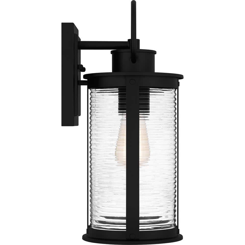 Tilmore Matte Black Ribbed Glass Outdoor Wall Lantern