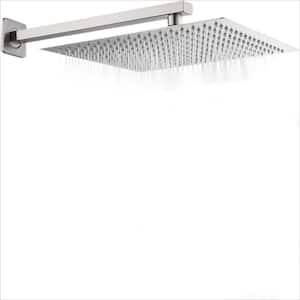 Rain Shower Head 2-Spray Patterns with 1.8 GPM 12 in. ‎Wall Mount Rain Fixed Shower Head in Brushed Nickel.