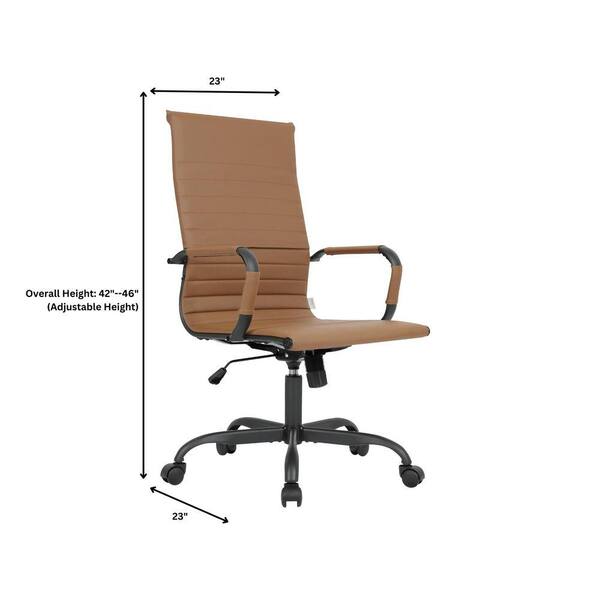 Leisuremod Harris High Back Leather Desk Swivel Armrests Modern