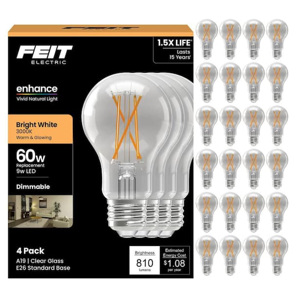 Feit Electric 電球 4個パック 2箱セット Feit Electric 60-Watt Equivalent A19 Dimmable Filament CEC 90+ CRI