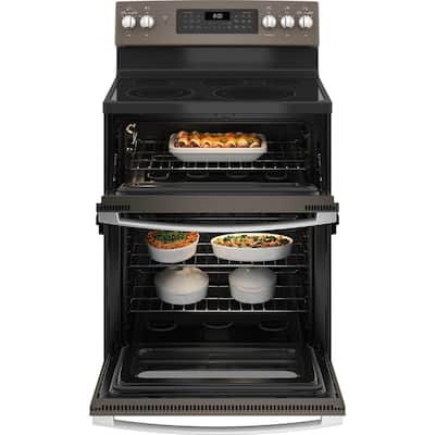 30 in. 6.6 cu. ft. Double Oven Electric Range Convection Oven in Slate