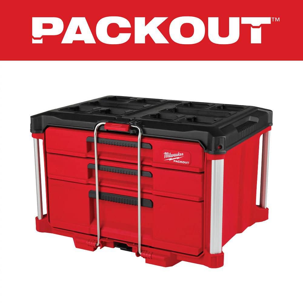 Milwaukee PACKOUT 22 in. Modular 3-Drawer Multi Drawer Tool Box with Metal Reinforced Corners and 50 lbs. Capacity 48-22-8447