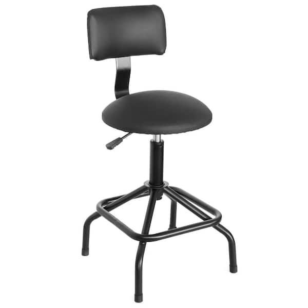 29.5 in. Adjustable Height 360° Swivel Work Mechanic Shop Stool with Backrest, 330 lb. Capacity