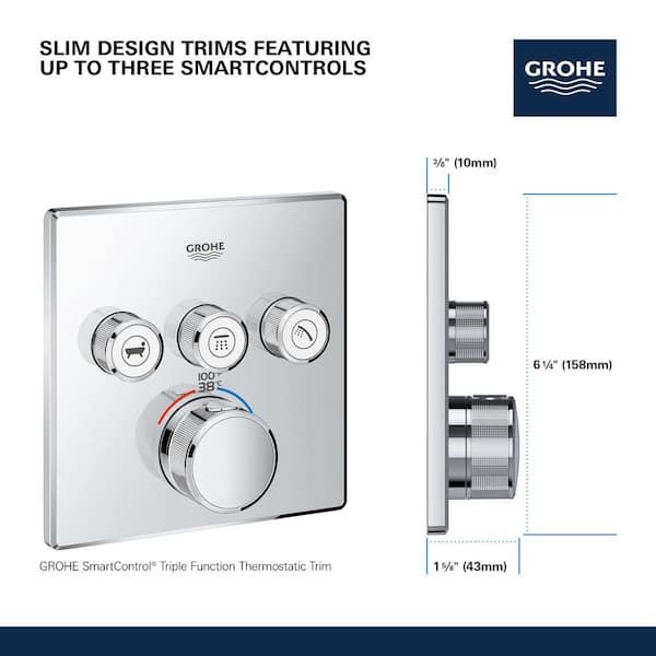 Grohtherm Smart Control Triple Function Thermostatic Trim with Control Module