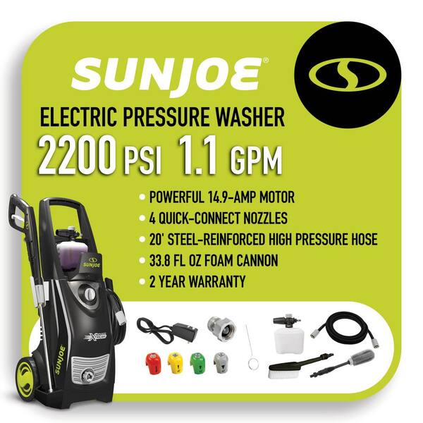 Sun Joe 2200 PSI 1.1 GPM 13 Amp Cold Water Corded Electric Pressure Washer SPX3000 XT1