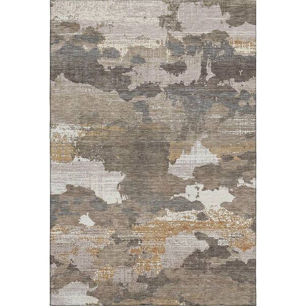 Mayfield Premium Machine Washable Abstract AMF2434 Brown 10 ft. x 14 ft. Area Rug