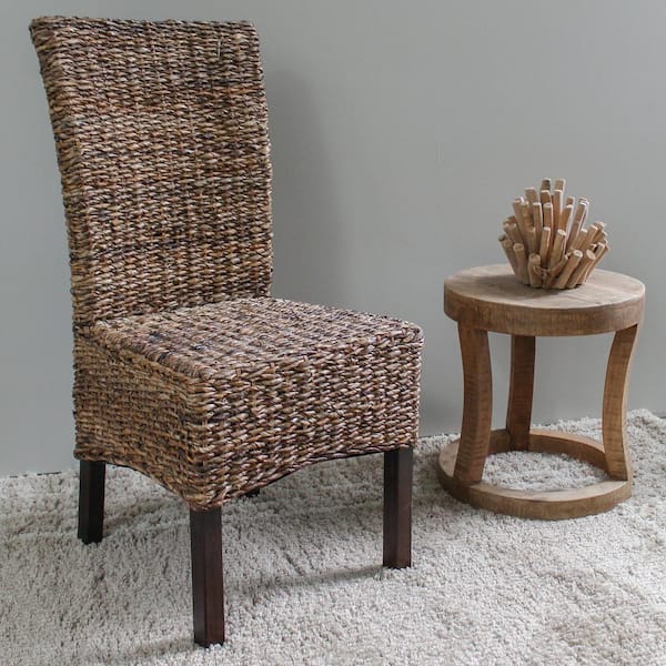 Unbranded Arizona Mohogany Abaca Weave Dining Chairs with Mahogany Hardwood Frame (Set of 2)