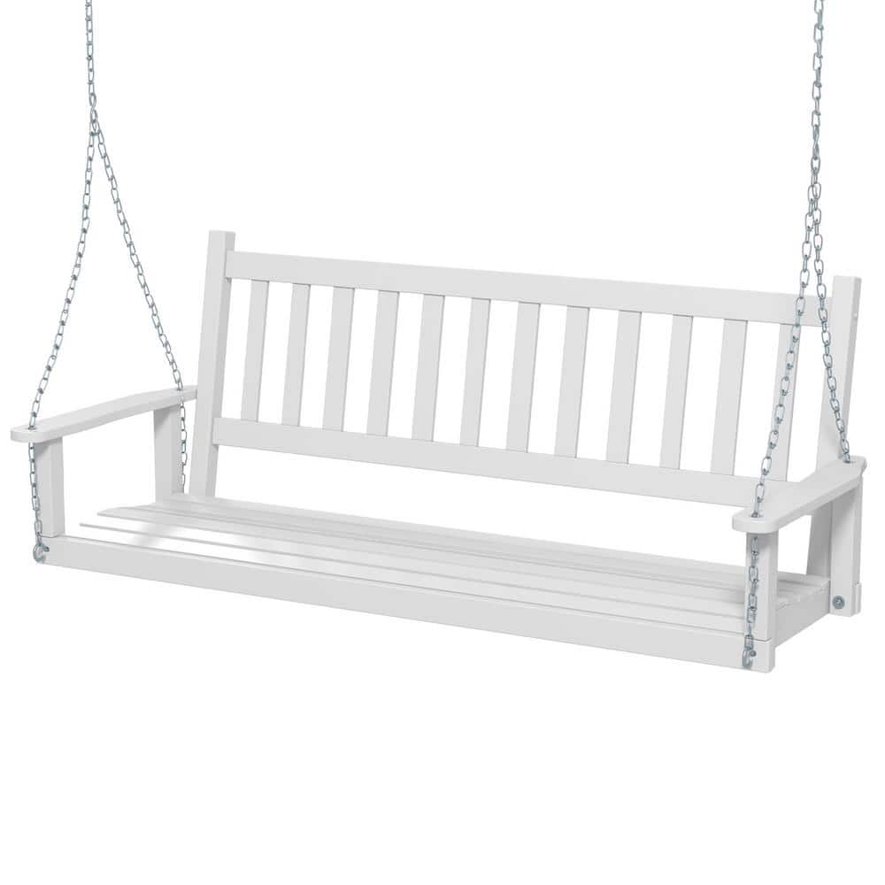 3-Person Wood Outdoor Porch Swing with 800 lbs Weight Capacity in White price history on PriceWatchPro