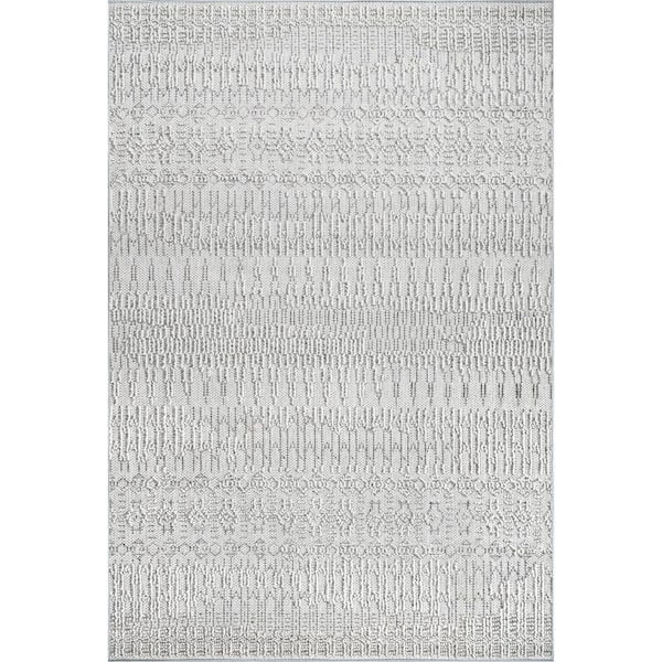 nuLOOM Teagan Textured Abstract Light Gray 7 ft. 10 in. x 10 ft. Area Rug