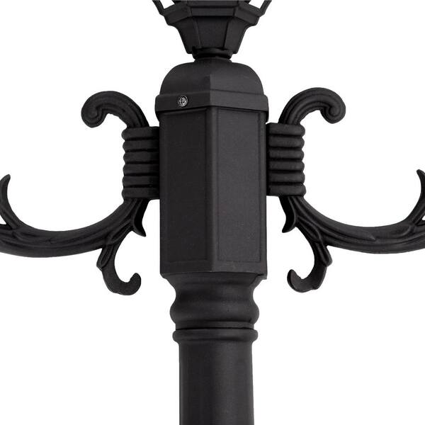 Hayden 3-Light Black Outdoor Post Light with Frosted Glass