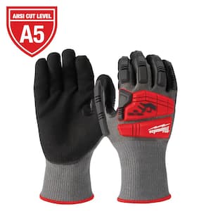 Small Red Nitrile Level 5 Cut Resistant Impact Dipped Work Gloves