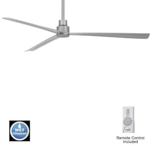 Simple 65 in. 6 Fan Speeds Ceiling Fan in Silver with Remote Control