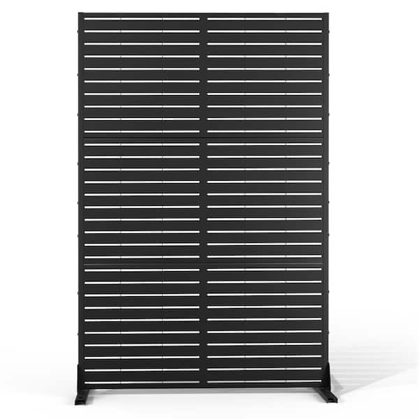 Outdoor 47 in. W x 71 in. H Black Metal Freestanding Privacy Fence Panel for Patio Yard Deck-Decorative Screen (1-Pack)