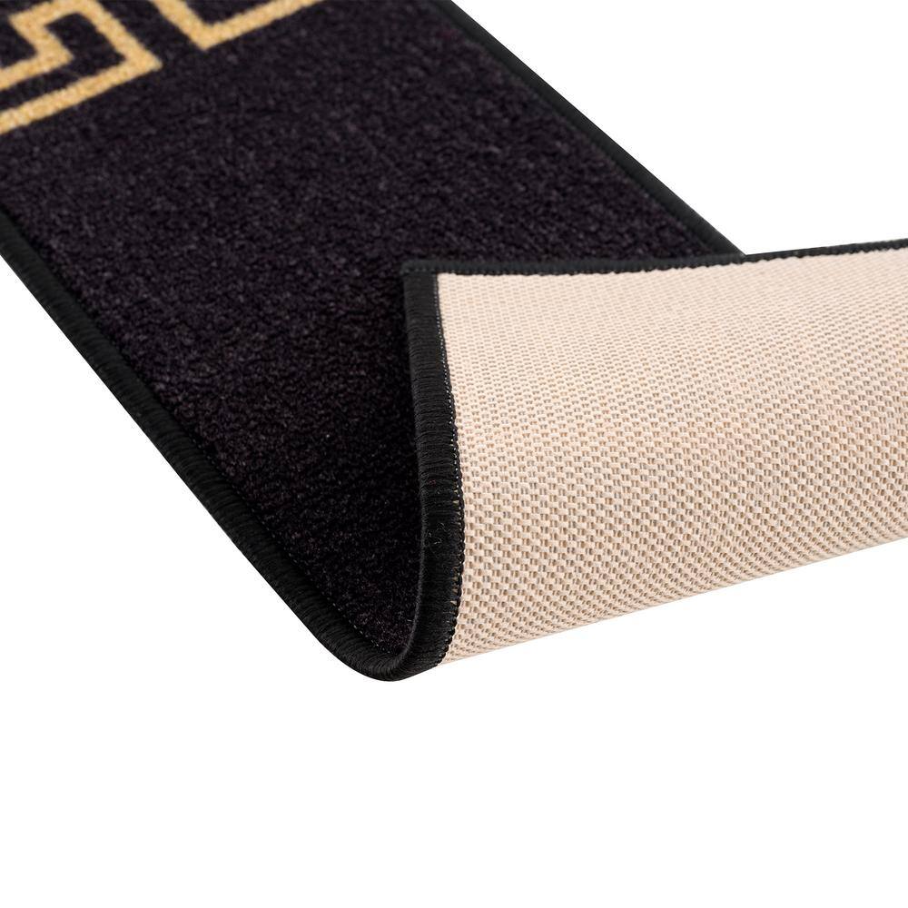 Greek Key Black and Gold Polyamide Stair Tread Cover
