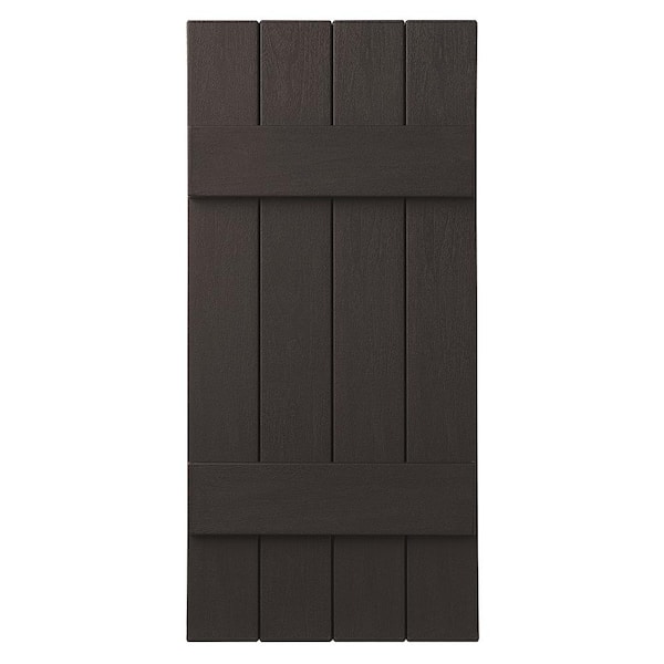 Ply Gem 15 in. x 31 in. Polypropylene 4-Board Closed Board and Batten Shutters Pair in Brown