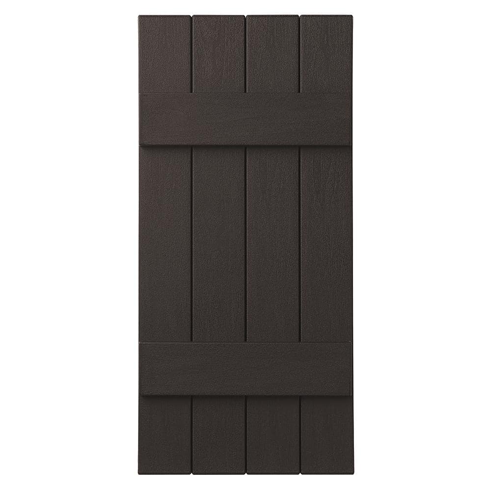 Ply Gem 15 in. x 35 in. Polypropylene 4-Board Closed Board and Batten Shutters Pair in Brown