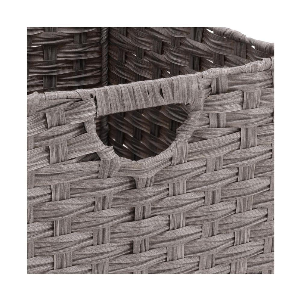 Gray 13.25 in. x 8 in. Plastic Decorative Basket Cube Storage Set of 2