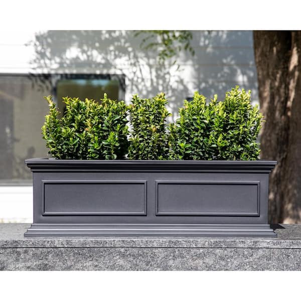 Brixton Extra Large Black Plastic Rectangle Planter Box with Drainage Holes (11 in. L x 36 in. W x 11 in. H)