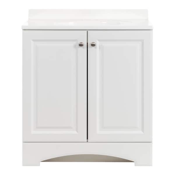 31 in. Single Sink White Bath Vanity with White Cultured Marble Top (Assembled)