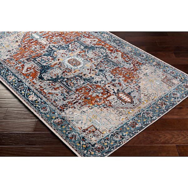 Hadley Denim/Multi 9 ft. x 12 ft. Indoor Machine-Washable Area Rug