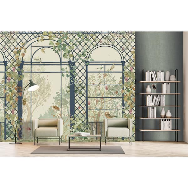 Whisper Green Botanical Greenhouse Print Non Woven Non-Pasted Textured Wallpaper 102 sq. ft.