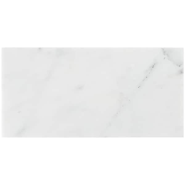Oriental White 6 in. x 12 in. x 10 mm Marble Floor and Wall Tile (5 sq. ft. /Box)