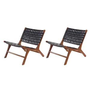 Black Woven Wood Accent Chair (Set of 2)