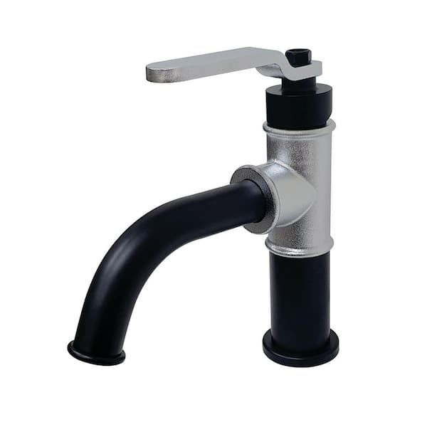 Kingston Brass Whitaker Single-Handle Single Hole Bathroom Faucet with Push Pop-Up in Matte Black/Polished Chrome