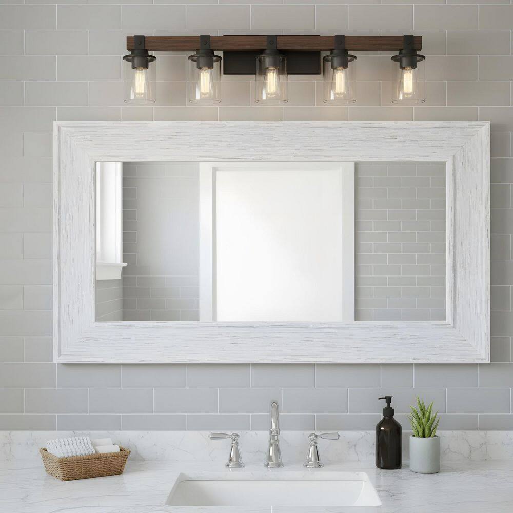 34.8 in. 5-Light Walnut Bathroom Vanity Light with Glass Shades, Suitable for Entrances, Bathrooms, and Living Rooms price history on PriceWatchPro