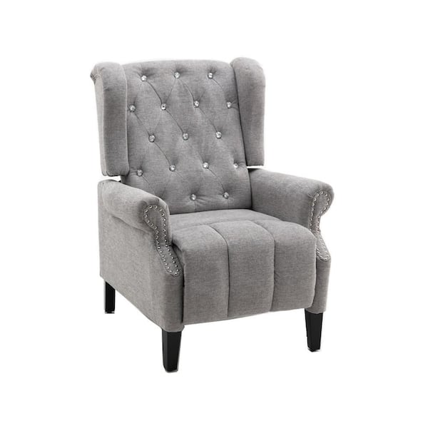 URTR Elegant Luxury Diamond Tufted Gray Fabric Upholstered Recliner ...