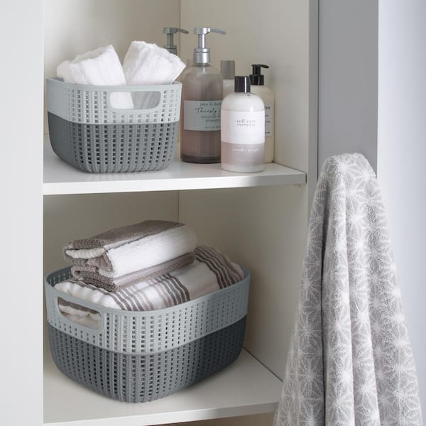 SIMPLIFY 6 in. H x 9 in. W x 11 in. D Gray Plastic Cube Storage