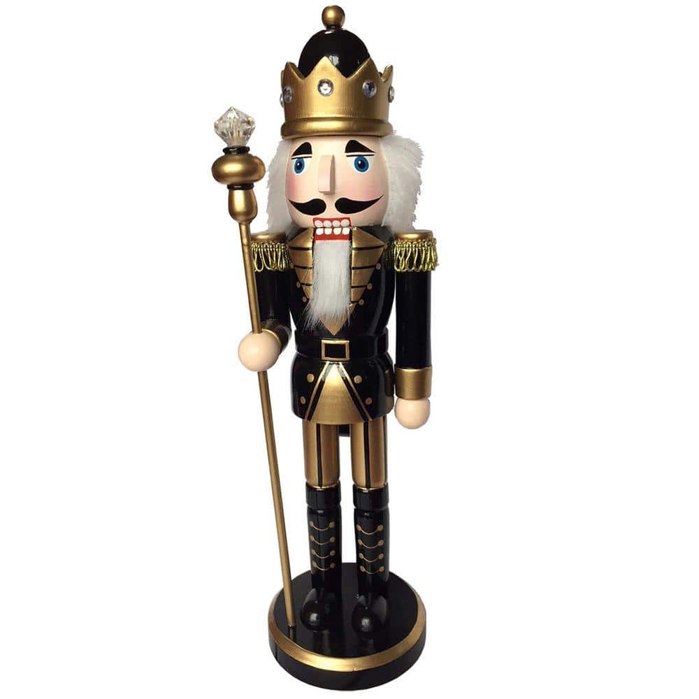 Santa's Workshop 14 in. Black and Gold King Nutcracker 70003 - The