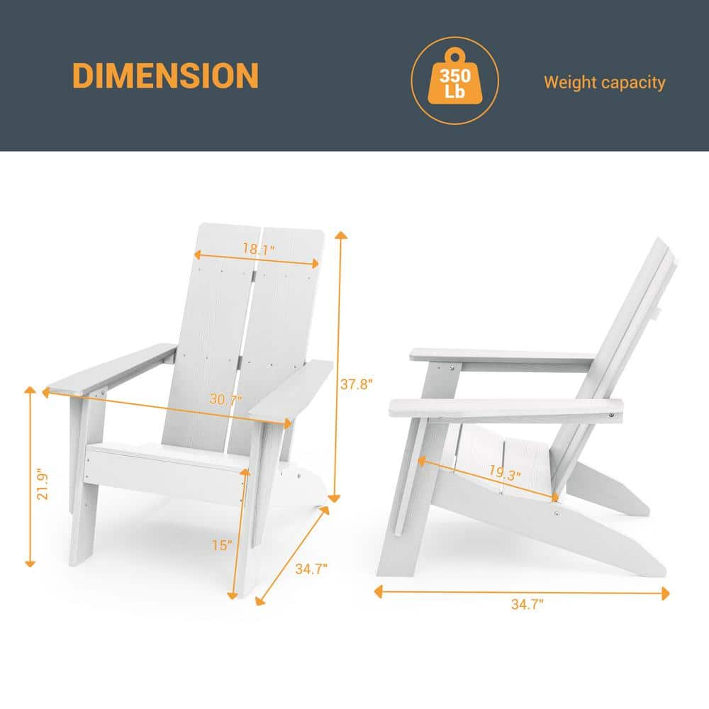 Joyesery White Outdoor Plastic Adirondack Chair Patio Single Chair