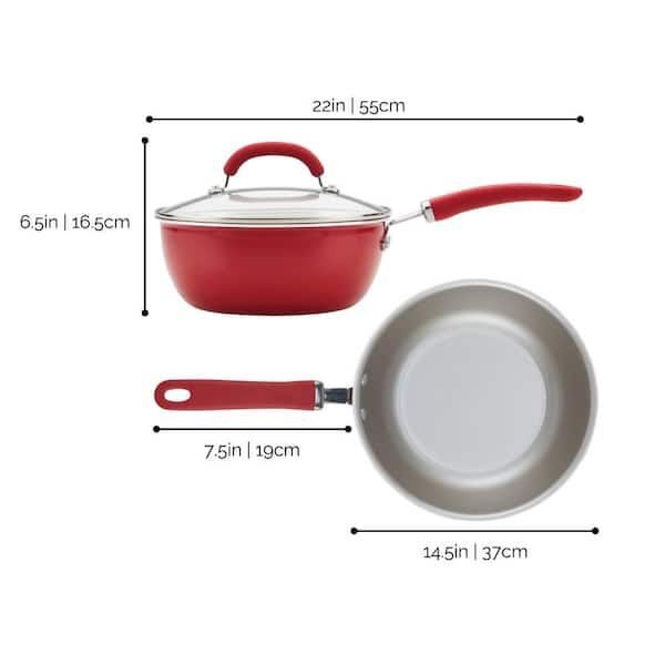 Rachael Ray , Aluminum Nonstick Frying Pan, 8.5 in Red