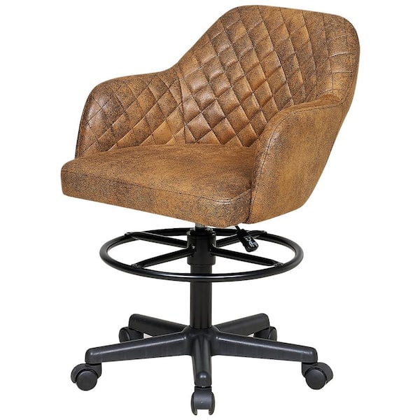 VECELO Faux Leather Swivel Drafting Chair with Adjustable Height