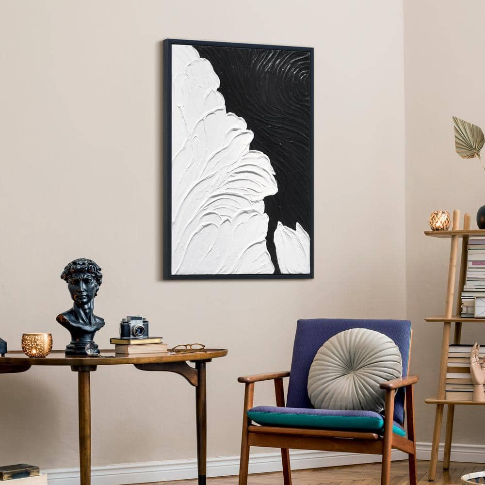 Monochrome Black and White Abstract Canvas Painting, 30" x 40"