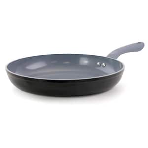 17 in. Aluminum Ceramic Nonstick Frying Pan in Black