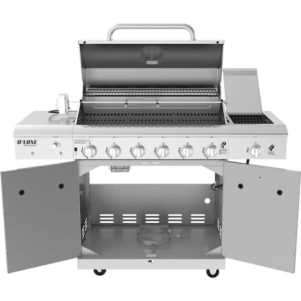 Nexgrill 6-Burner Propane Gas Grill in Stainless Steel with Ceramic Searing  Side Burner and Rotisserie Kit with Cover 300-0062 - The Home Depot