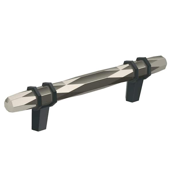 London 3-3/4 in. (96mm) Modern Polished Nickel/Black Bronze Bar Cabinet Pull